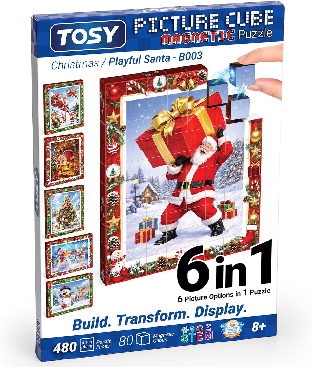 TOSY Picture Cube Enchanted Holiday 6-in-1 magnetic picture puzzle in frame - view 3
