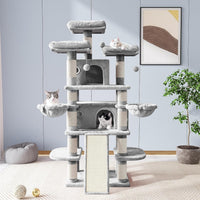 Allewie 68 Inches Cat Tree/House and Towers for Big Feline/Scratching - 68 in / Light Grey - image 2