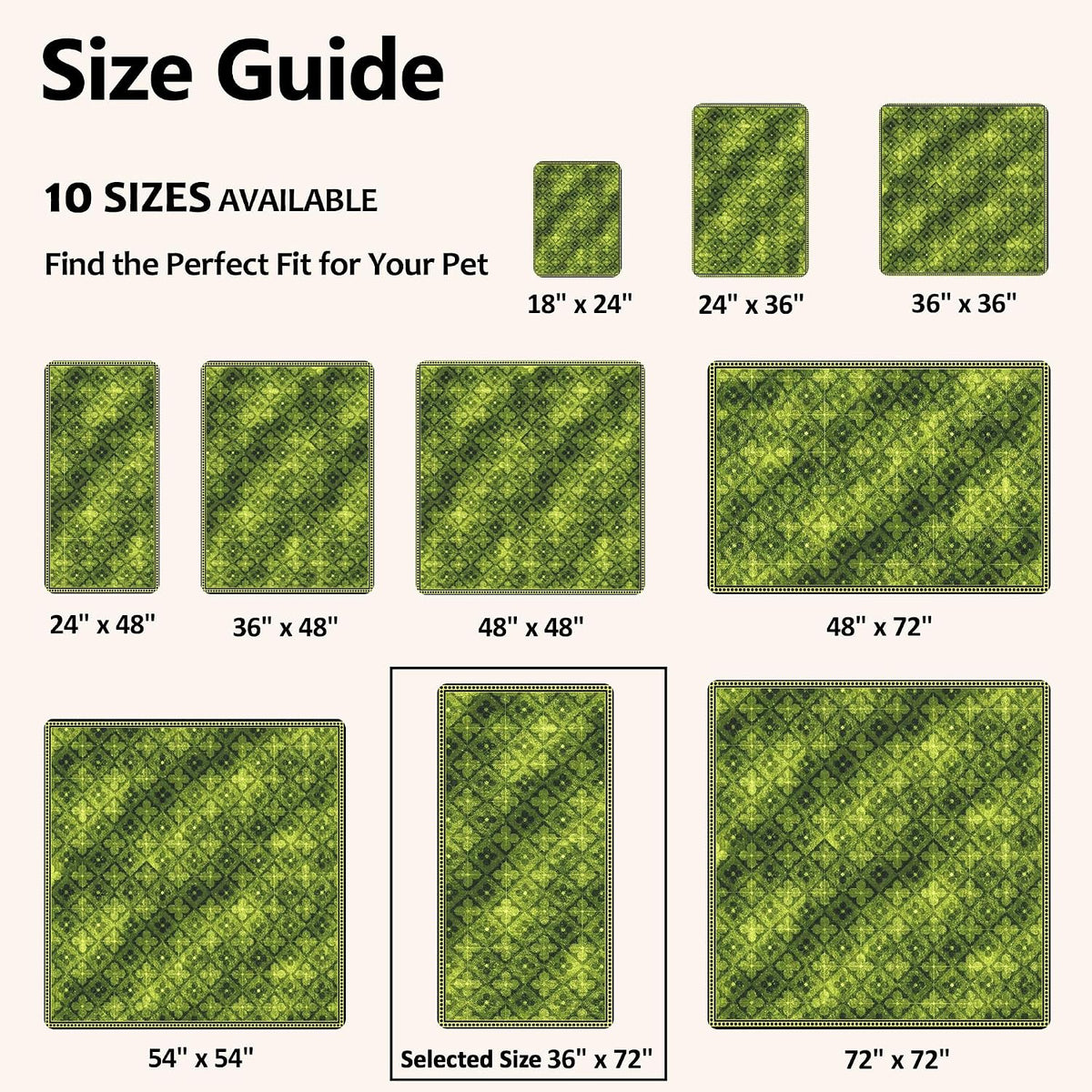 Washable Pee Pads for Dogs, Reusable Puppy Potty Training Pads - Green/Multi / 36" ×72"(pack of 2) - image 2