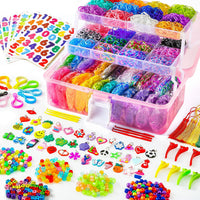 INSCRAFT 17500+ Rubber Loom Bands with 3 Layer Pink Container - Pink