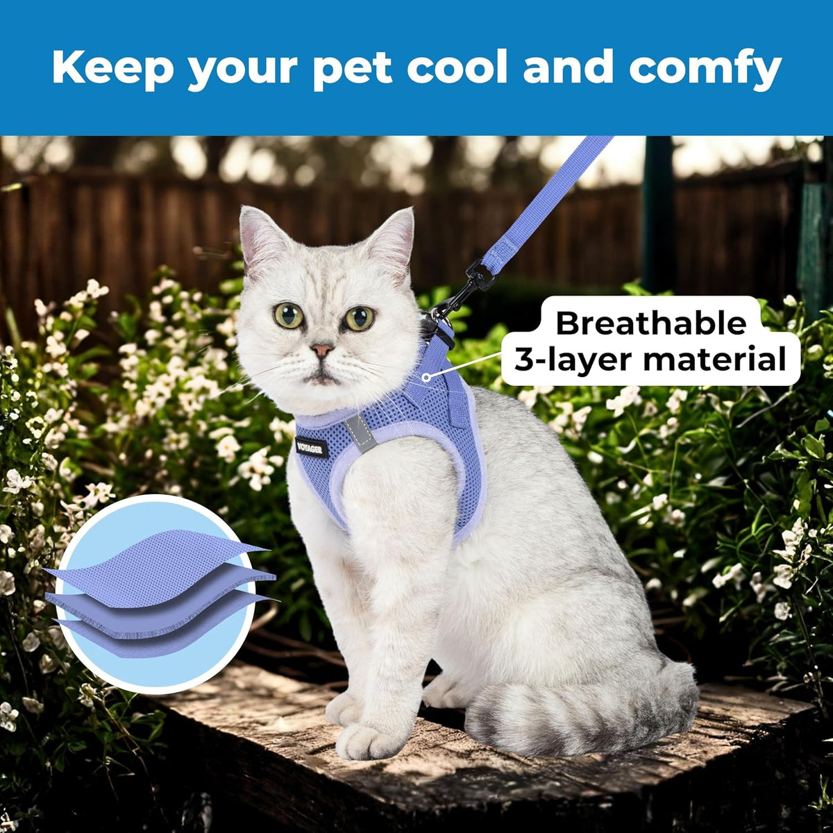 Voyager Step-in Air Cat Harness & Leash Set, XS - Lavender / M (Chest: 15 - 17") - image 3