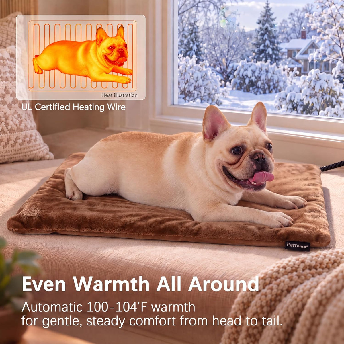 Cat Heating Pad, Heated Cat Bed, MET Safety Listed - Brown / Medium: 20" x 16" x 1.6" - image 2
