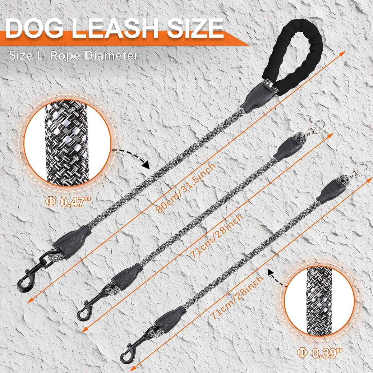 Double Dog Leash, No Tangle, Detachable360° Swivel - Black / L (40-150 lbs) - image 3