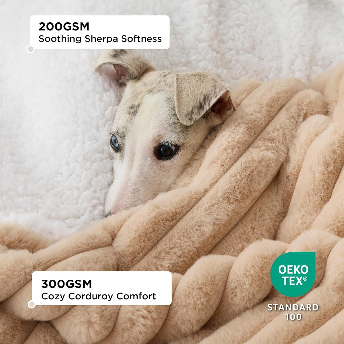 Bedsure ComfyFleece Waterproof Dog Blankets for Large Dogs - L(40x50")-1pc / Sandy Beige - image 2