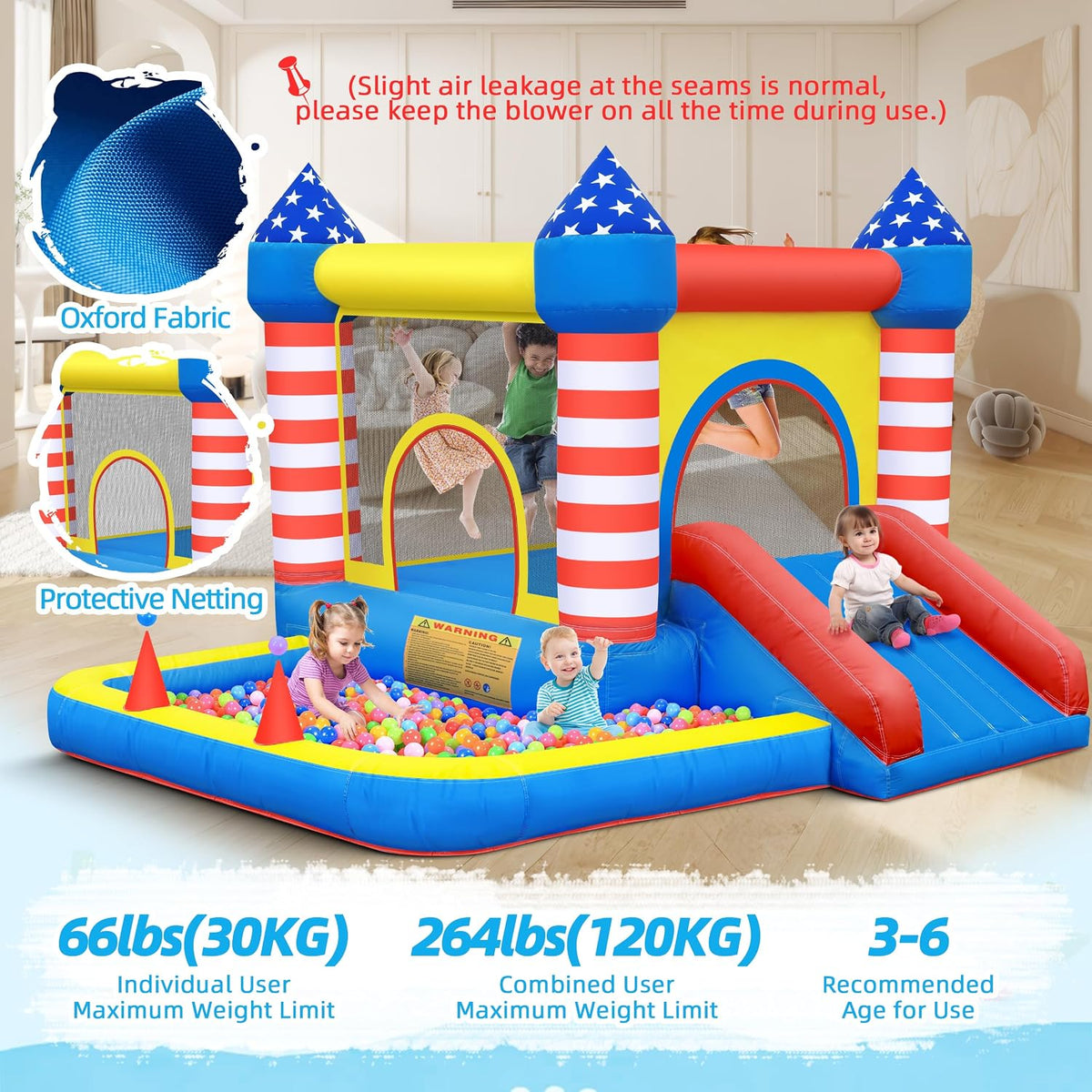 Culaluva 7-in-1 inflatable bounce house with slide, ball pit and basketball rim - view 9