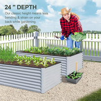 Domi Raised Garden Beds Outdoor, 6x3x2ft Thickening Tall Metal Rectangular Deep Root Box Planter for Vegetables, Flowers, Herbs, and Succulents 2" Deep w/ 256 Gallon Capacity - Silvery