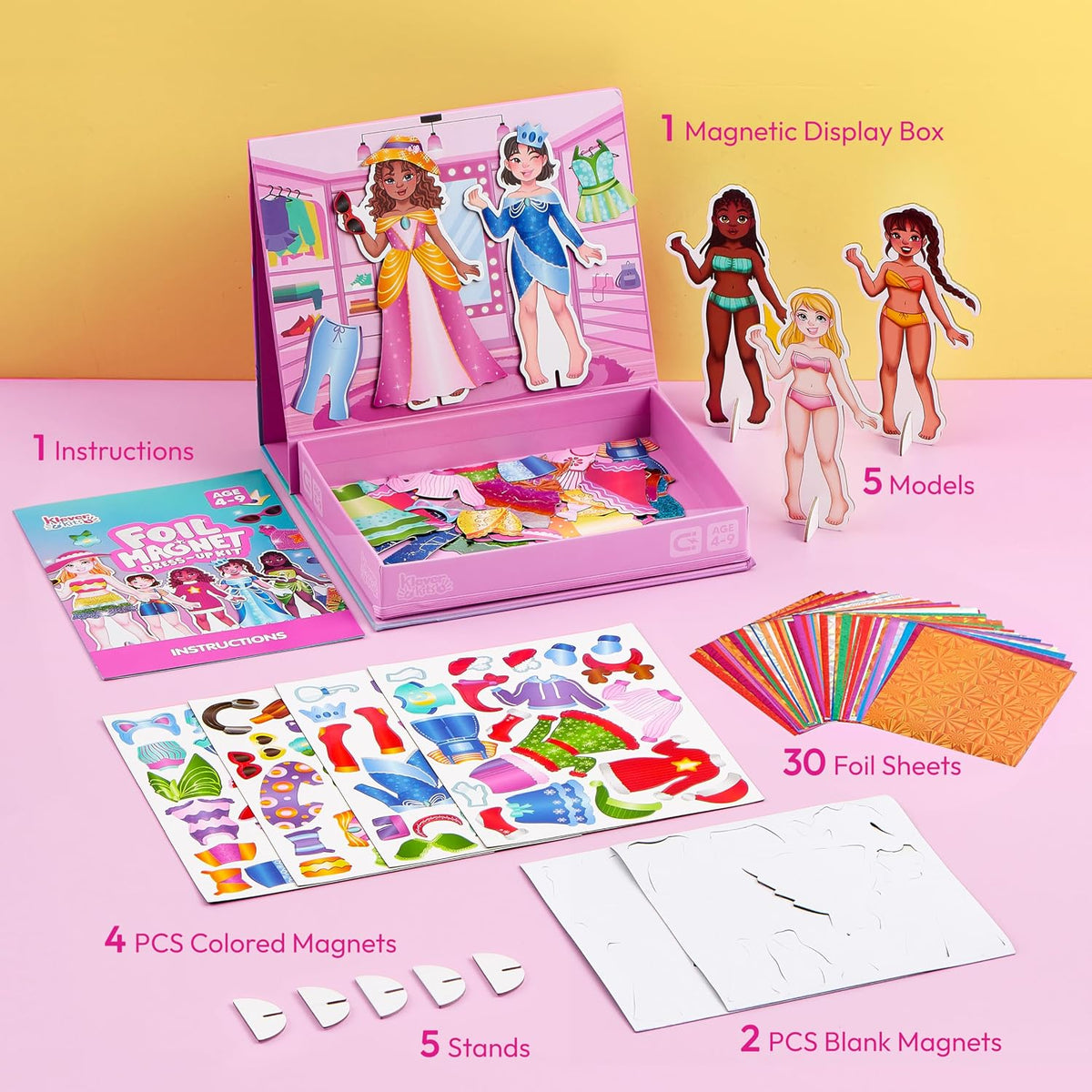 Klever Kits JOVA foil magnet dress-up kit with model boards and magnetic outfits - view 3