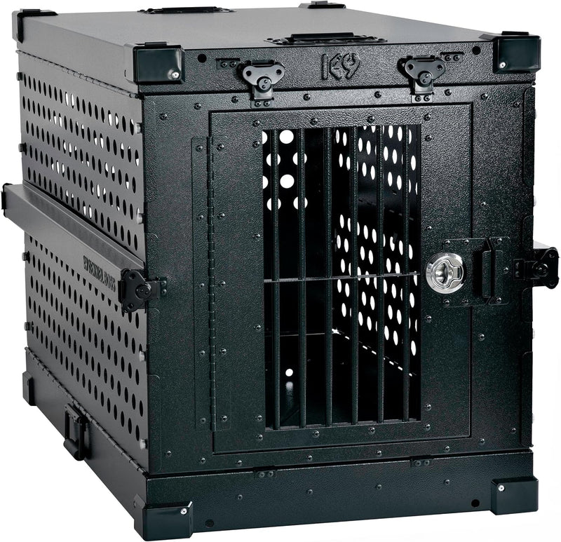 K9 Kennel Boss Aluminum Collapsible Dog Crate - Black / 40.6"L x 25.2"W x 28.9"H