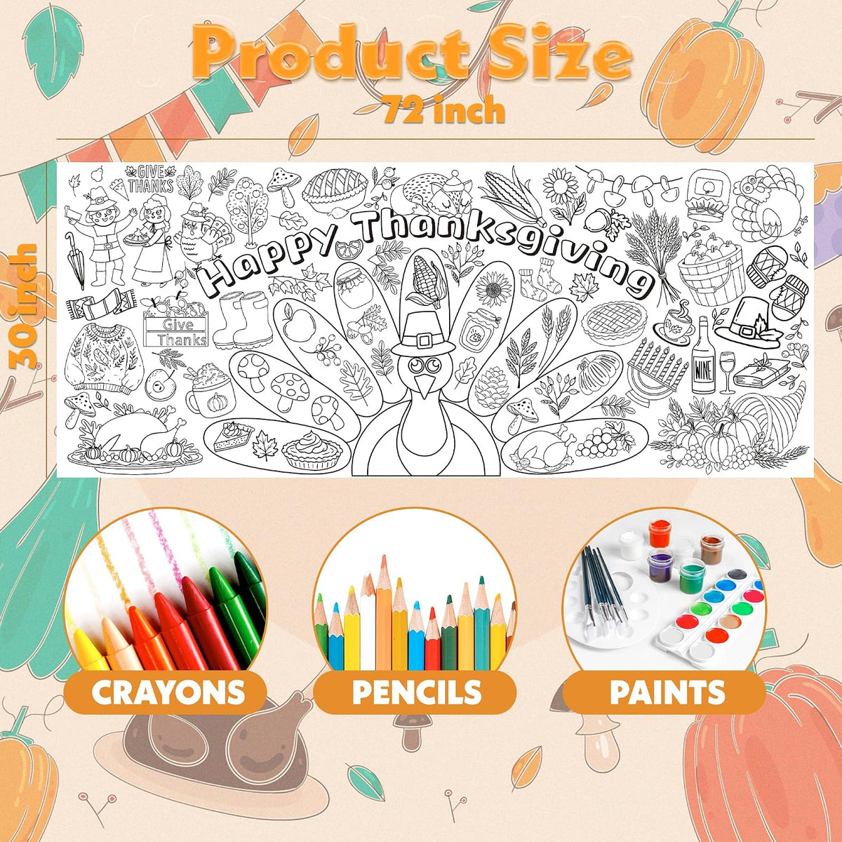 OHOME Halloween Crafts for Kids - Thanksgiving coloring - image 2