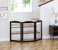 Spirich Freestanding Wire Pet Gate for Dogs, 30 inches Tall Dog Gate for The Houes, Doorway, Stairs, Pet Puppy Safety Fence, 3 Panels
