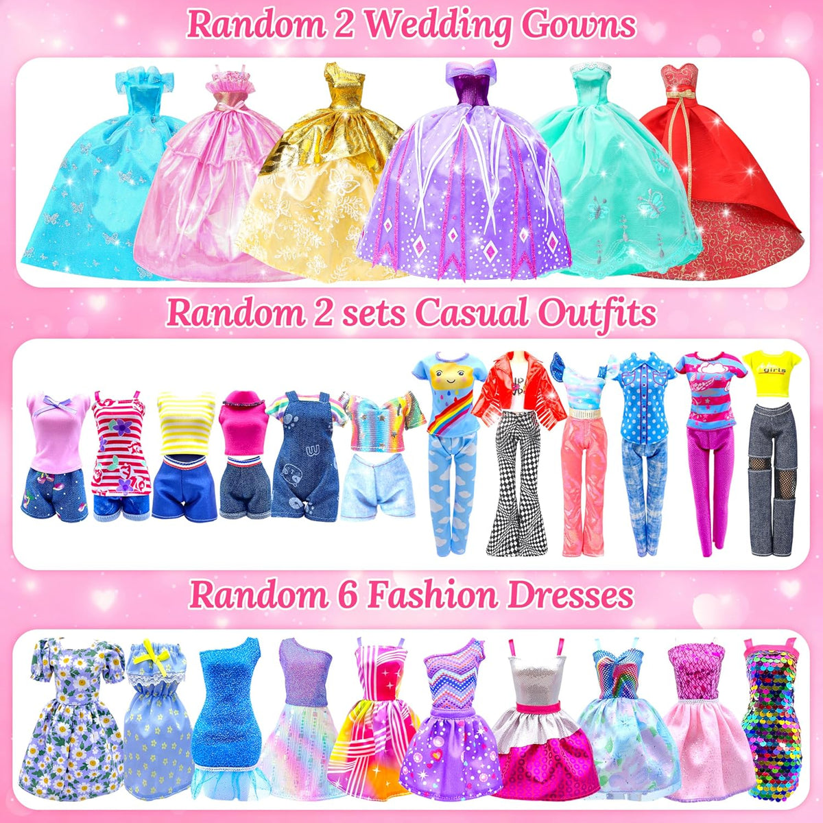 Style Shine 100 Pcs Doll Clothes & Accessories Toy for 11.5 Inch Doll – Fun for Kids & Family - M-Closet - image 2