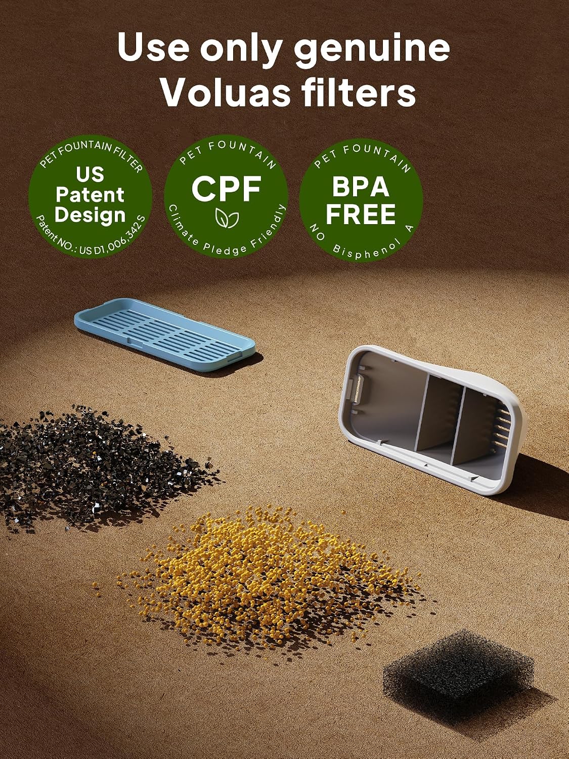 Voluas Replacement Cat Water Fountain Filters - 9 Filters+9 Sponges - image 3
