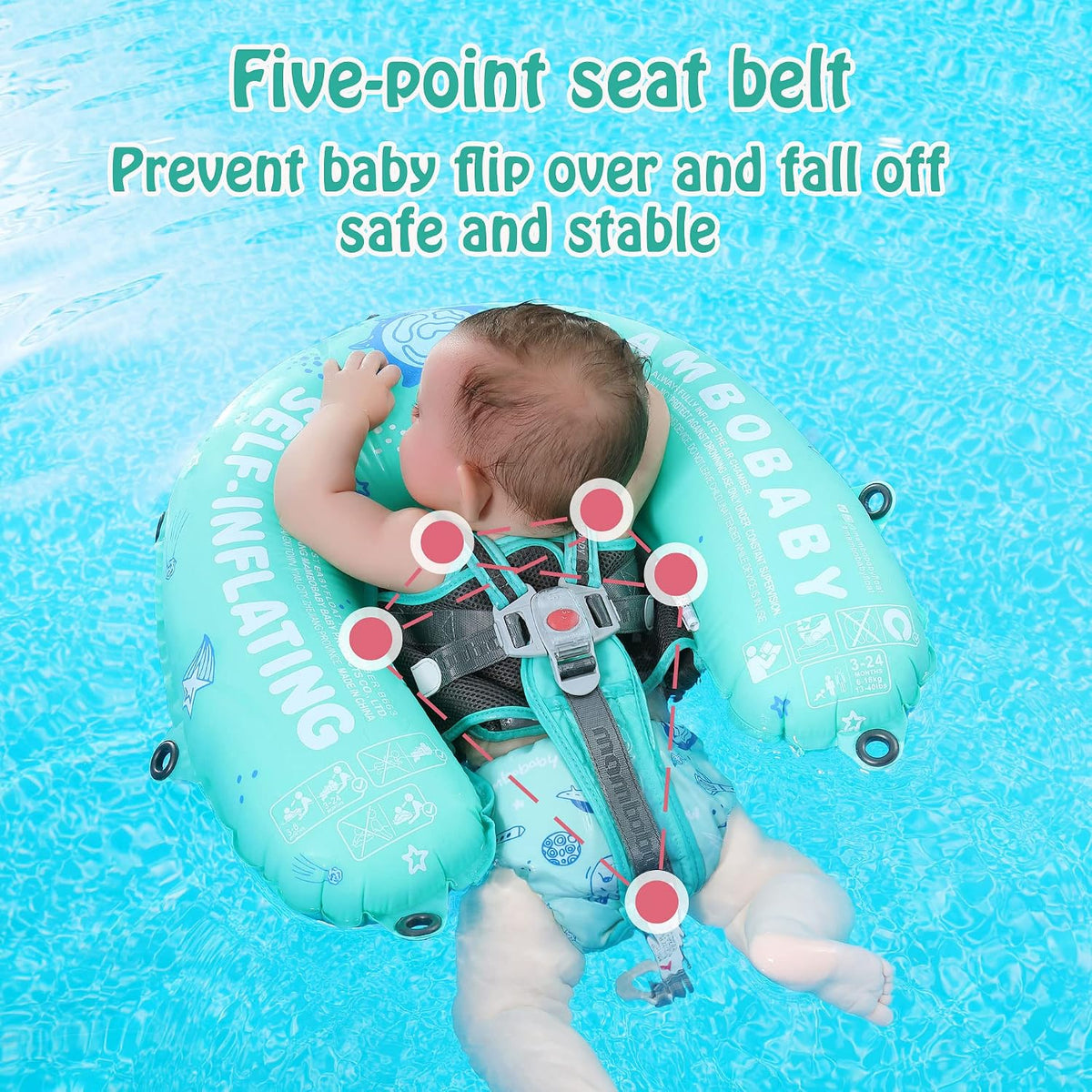 Mambobaby Float with Canopy, UPF 50+ Baby Swim Float – Fun for Kids & Family - Limited Green - image 3