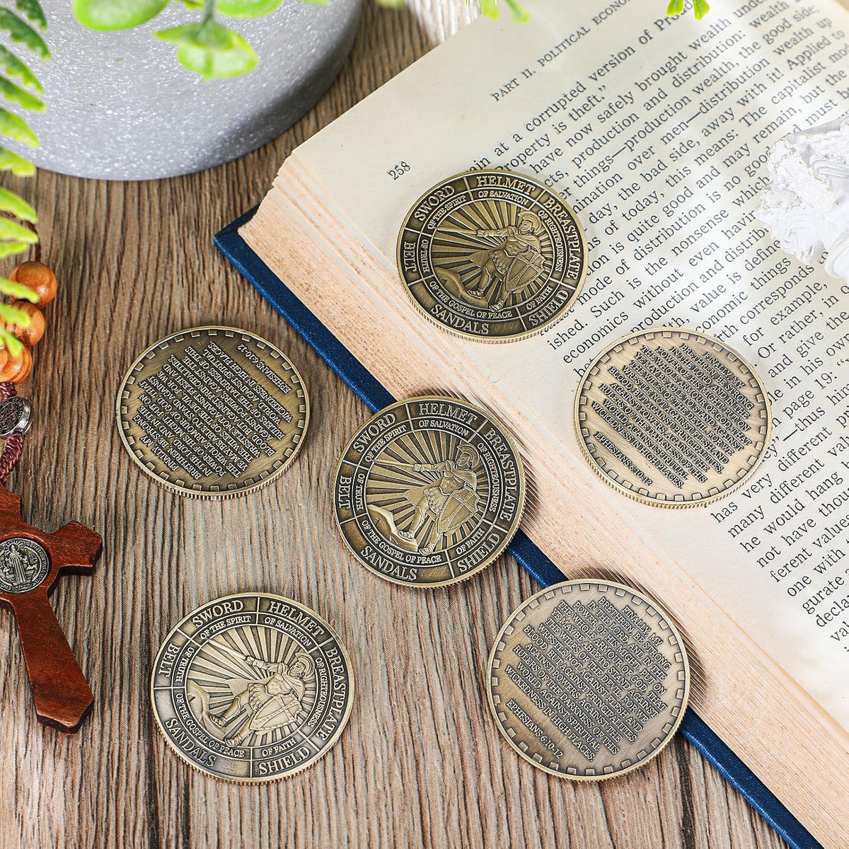 Nosiny 10 piece armor of God prayer coins in classic style alloy metal - view 37