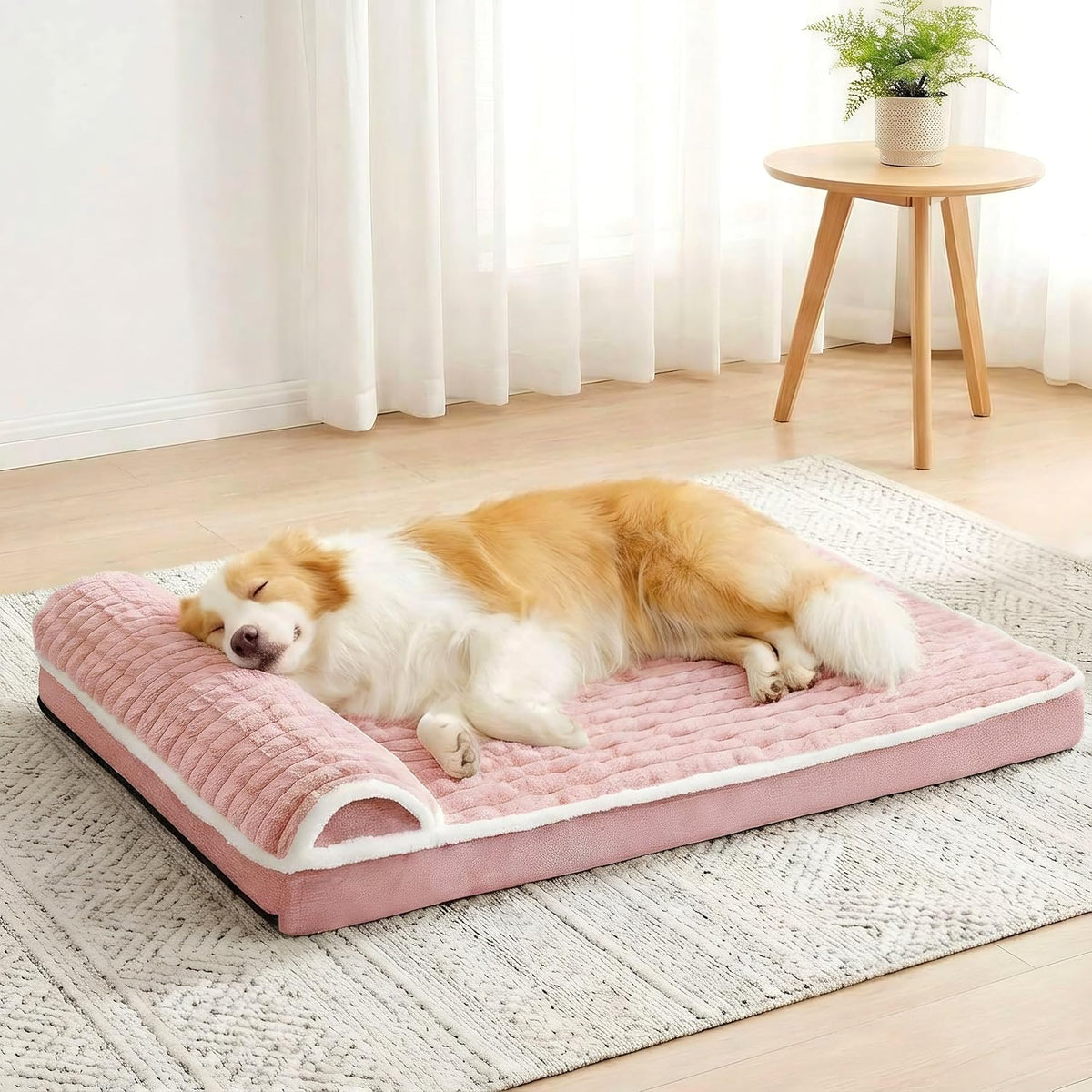 Orthopedic Large Dog Bed Pillow Pet Sofa Bed 36''X24'' Grey – Essentials for Dogs - Pink / 30"L x 20"W x 3.5"Th