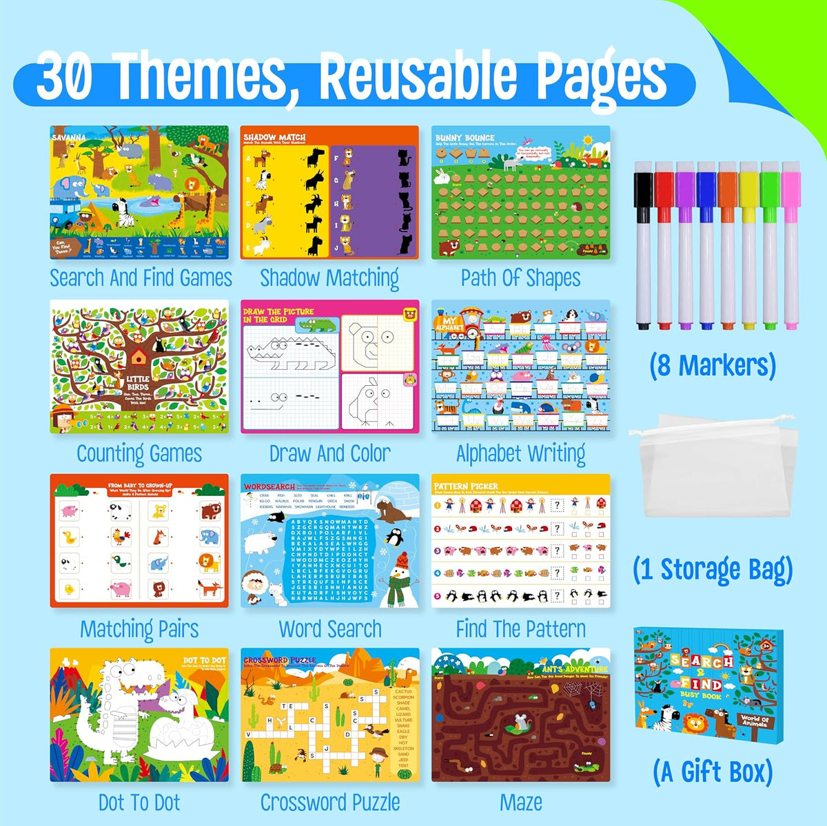 SpriteGru search and find book for kids with dry erase markers and storage bag - view 17