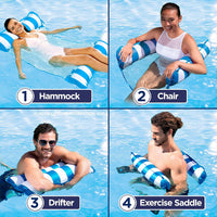 Aqua 4-in-1 Monterey Hammock Pool Float & Water Hammocks - Light Blue & Navy/White Stripe / Monterey Hammock / 2 Pack - image 4