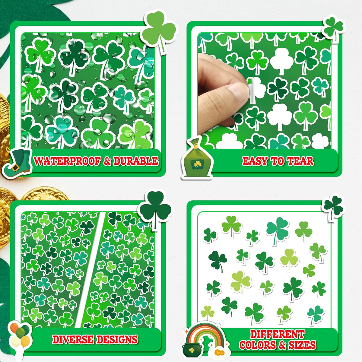 LINAYE 24 Sheets Happy Birthday Stickers, 730 Counts - Shamrock 24 Sheets - image 4
