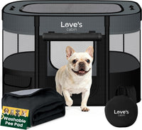 Love's cabin Pet Puppy Dog Playpen - Gray with Pad / Small