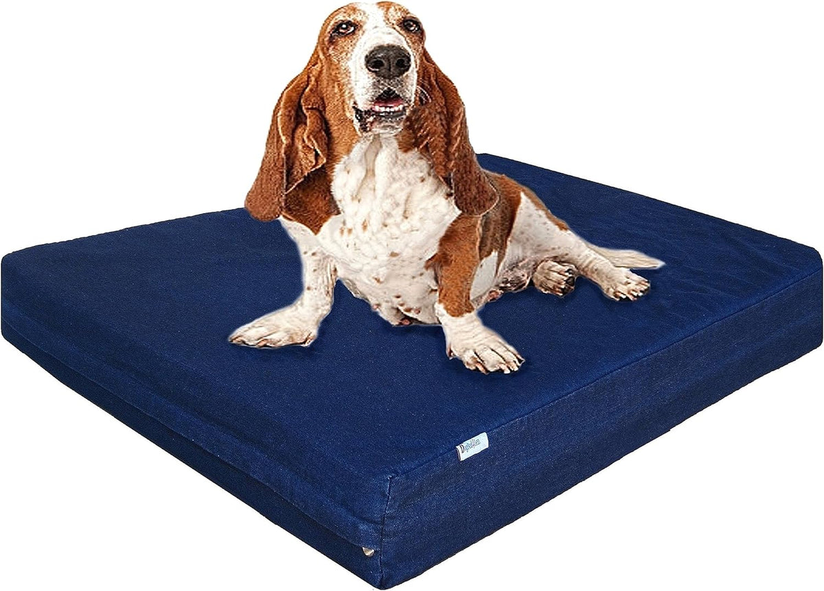 Extra Large Orthopedic Memory Foam Dog Bed for Large Dogs - 41.0"L x 27.0"W x 4.0"Th / Navy Blue