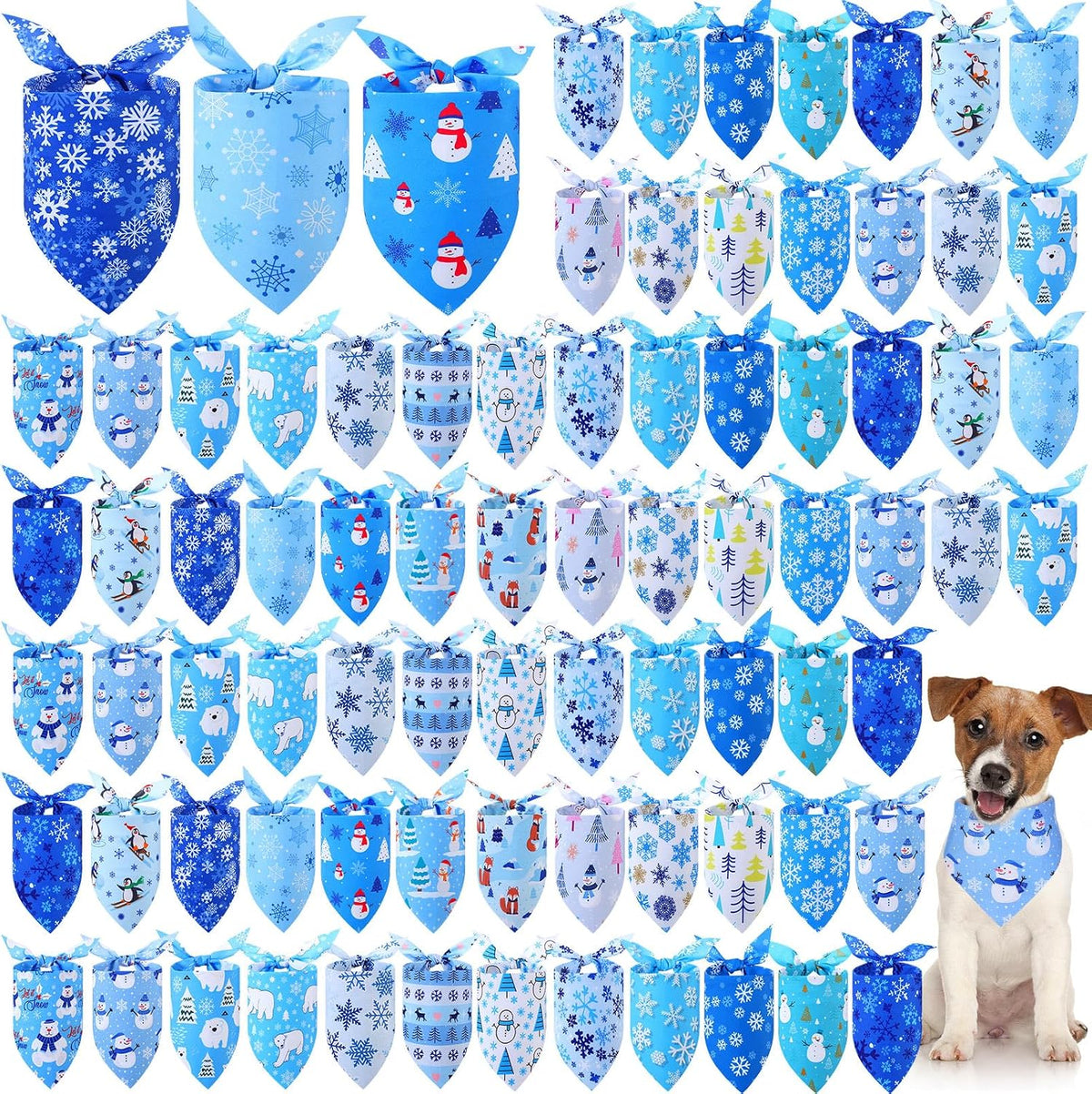 Abbylike 100 Pcs Fall Thanksgiving Dog Bandanas Bulk - Winter / 31.5 x 21.7 x 21.7 Inch