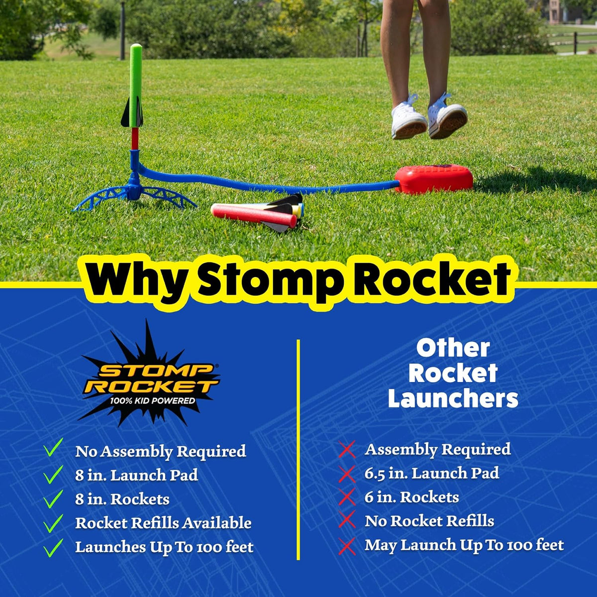 Stomp Rocket Jr Multi-Color Rocket Launcher for Kids, 8 Rockets – Fun for Kids & Family - Jr Multi-Color 8 Rocket Pack - image 3