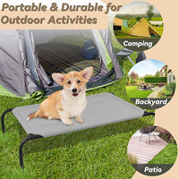 PHYEX Raised Pet Cot for Small Pets, Elevated Dog Bed with Breathable Mesh, Sturdy Steel Frame for Indoor & Outdoor Use, Non-Slip Design, Easy Clean, 33-Inch Grey