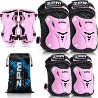 2PM SPORTS Knee and Elbow Pads Set with Wrist Guards for Kids Girls - Pink / Small
