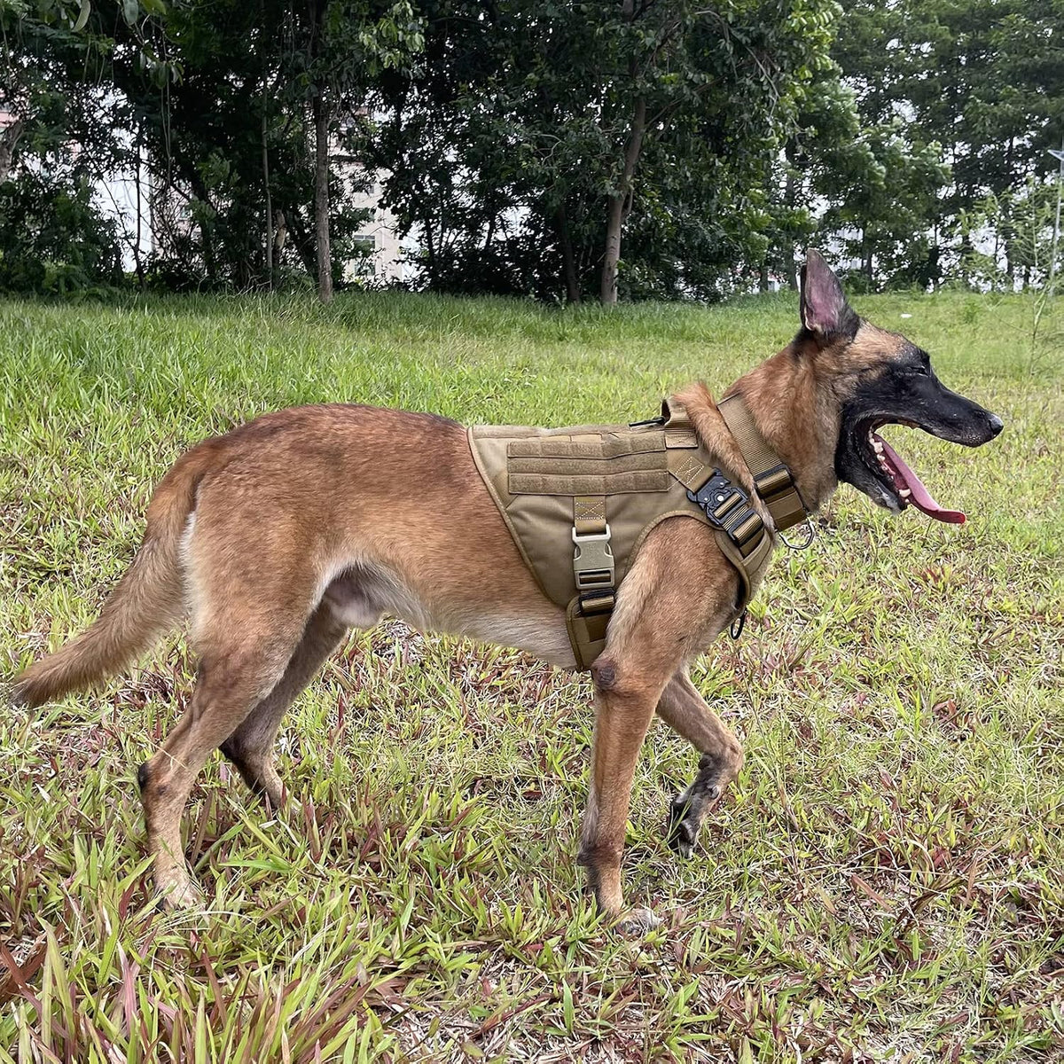 Tactical Dog Harness for Large Dogs, Reflective No Pull Dog Vest - X-Large (Pack of 1) / Brown - image 2