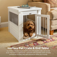 New Age Pet ECOFLEX Large Furniture Style Dog Crate & End Table - Antique White / 23.8"L x 18.2"W x 22.2"H - image 4