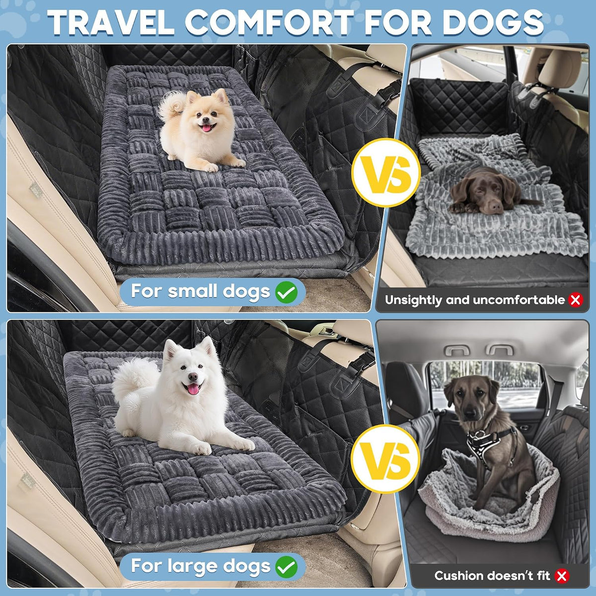 Dog Car Bed Mat Non-Slip Backseat Extender Dog Bed 50" x24.6" – Essentials for Dogs - Gray / For Truck//Large SUVs（56"x28.7") - image 2