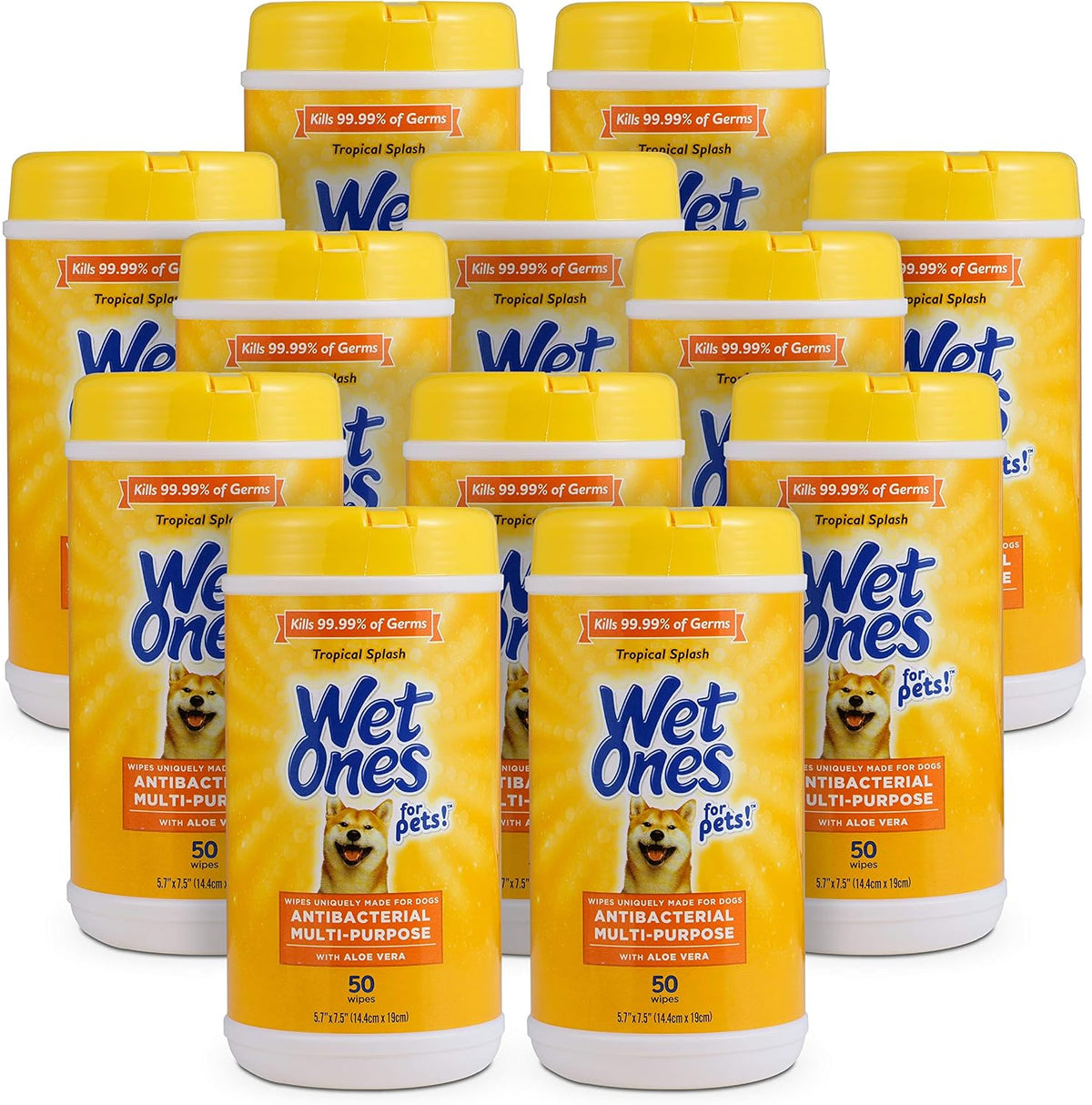 Wet Ones for Pets Antibacterial Dog Wipes - Tropical Splash / 50 Count (Pack of 12)
