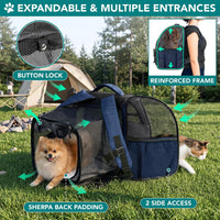 PetAmi Expandable Dog Cat Backpack Carrier, Airline Approved - 12.5"L x 10.2"W x 16.3"H / Navy - image 3