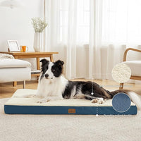 Bedsure Large Dog Bed for Crate - Orthopedic Flat Pet Beds with Removable Washable Cover, Egg Crate Foam Crate Mat, Suitable for Pet Up to 50 lbs