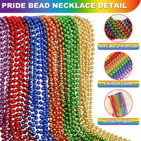 Huskein Bead Necklace, 33" Colorful Mardi Gras Beads Necklaces - Rainbow / 120 - image 3