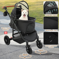 Bicystar Dog Stroller with Detachable Carrier, Rubber Wheels - Black - image 4