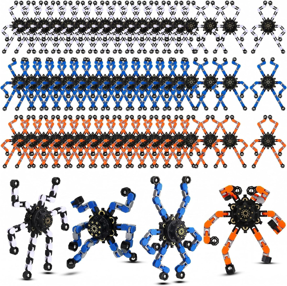 Jerify 40 pack transformable chain robot fidget spinner toys in five bright colors