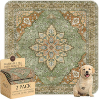 Washable Pee Pads for Dogs - 48"x48" (Pack of 2) / Green Floral