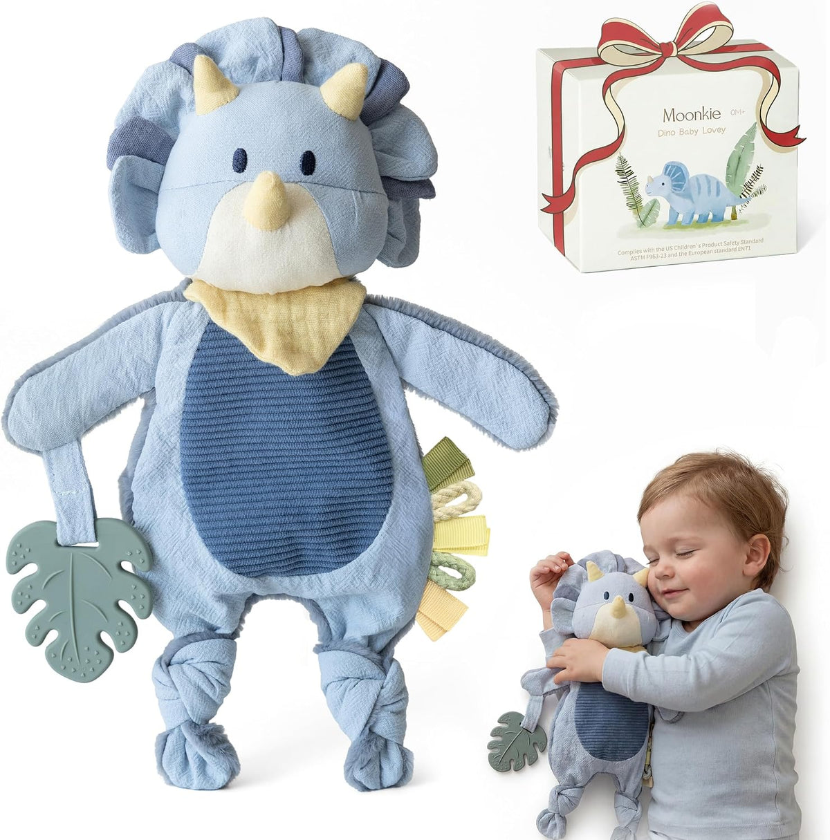 Moonkie Baby Lovey with Silicone Teether - Blue