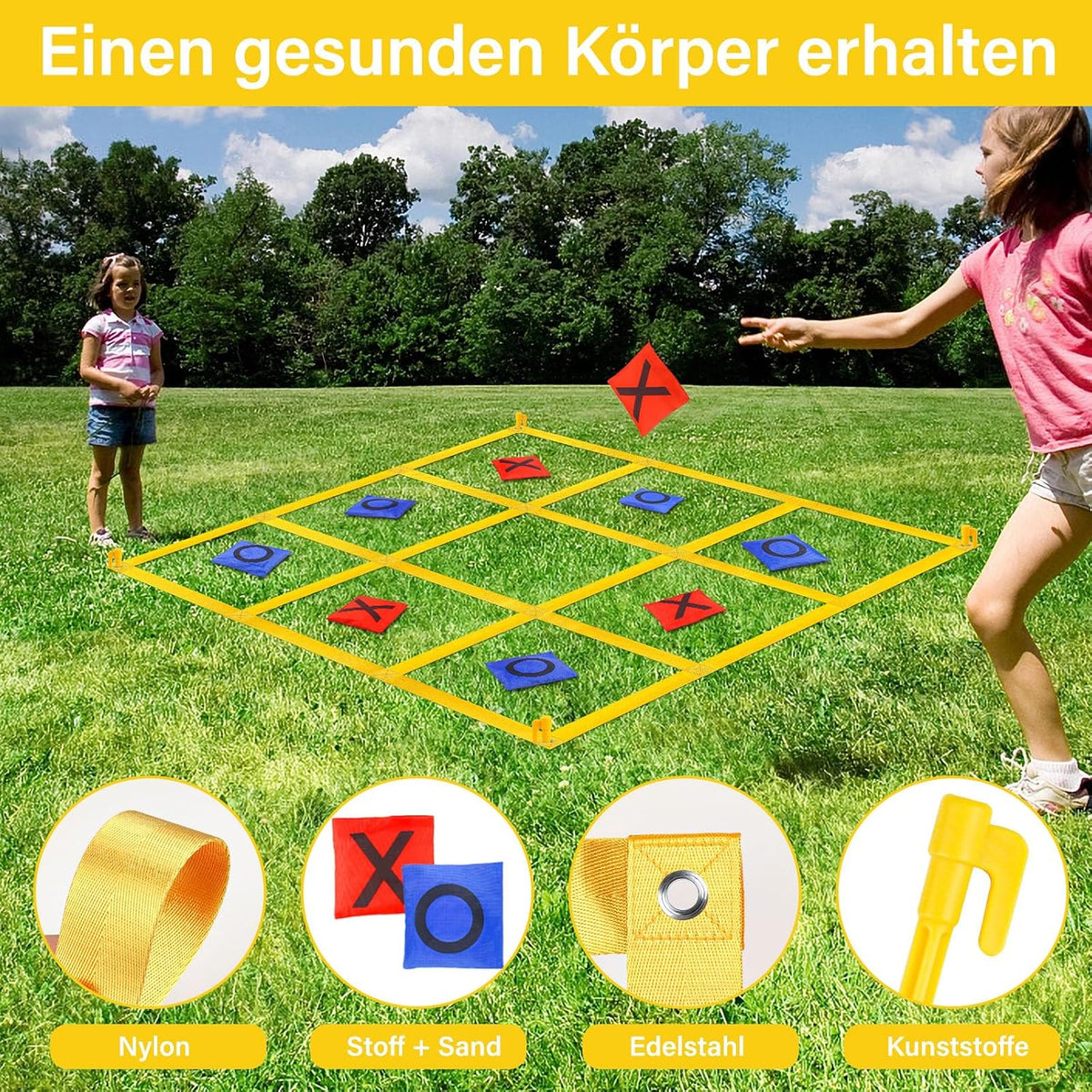 Giant Tic Tac Toe Outdoor Games for Kids Adults Family - Yellow - image 3