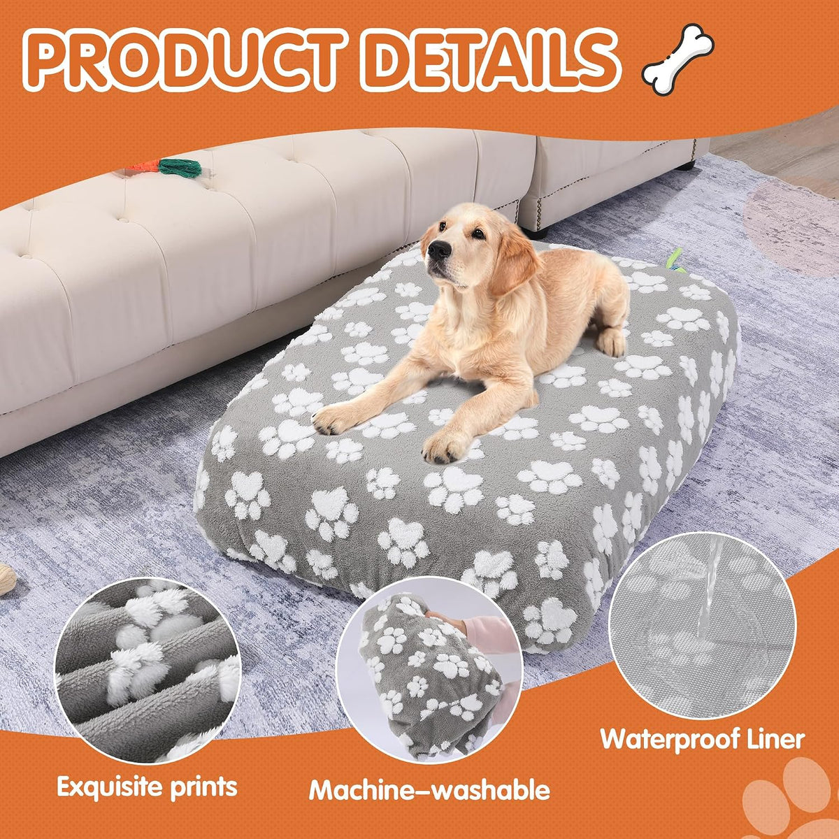 BALAPET Washable Dog Bed Cover 100% Waterproof - 36x27x6in / Gray - image 3