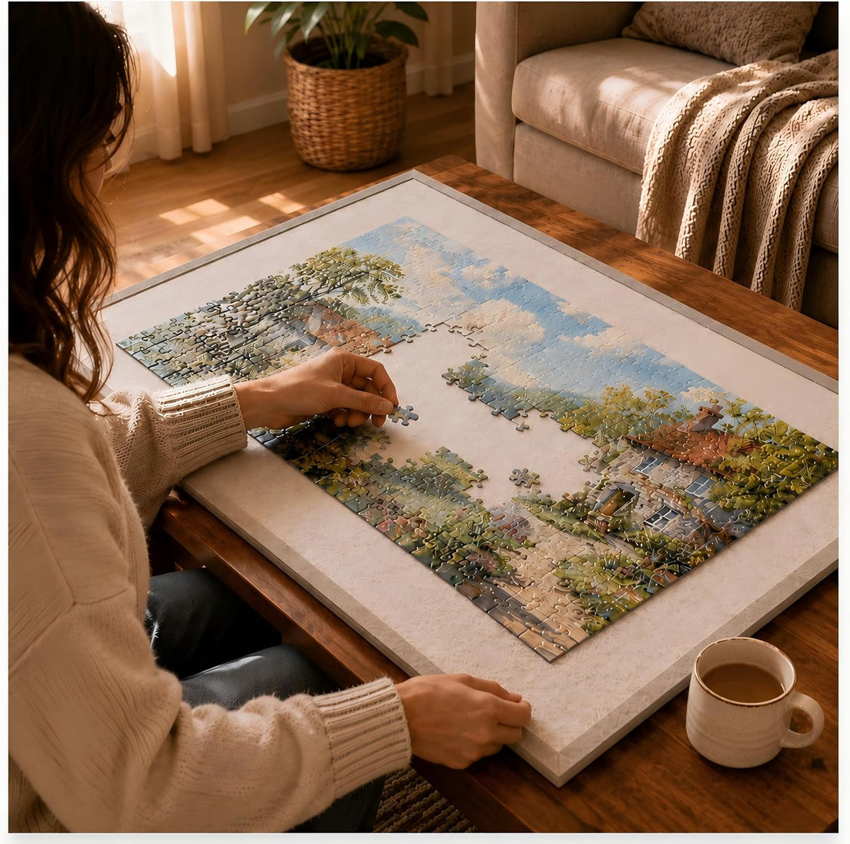 Yunihome puzzle board for 1000 pieces with 4 sorting trays and protective cover - view 16