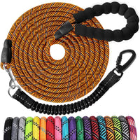 Long Dog Leash 15 FT: Heavy Duty Rope Leashes for Dogs Training - orange black / 10ft*1/3''