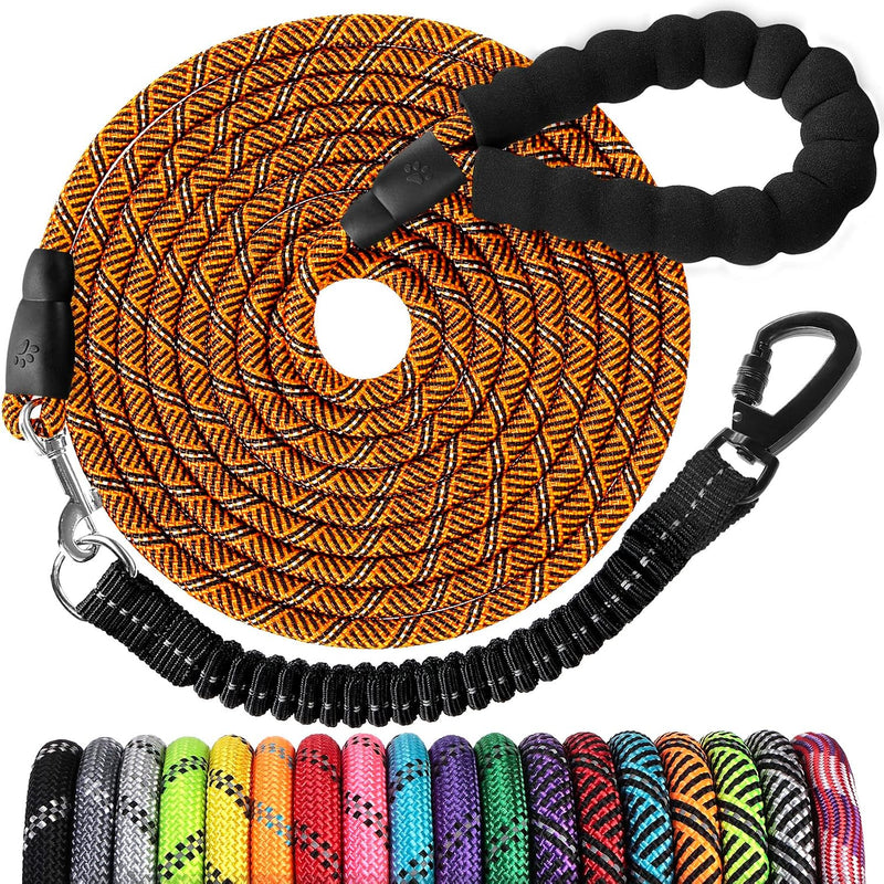 Long Dog Leash 15 FT: Heavy Duty Rope Leashes for Dogs Training - orange black / 10ft*1/3''