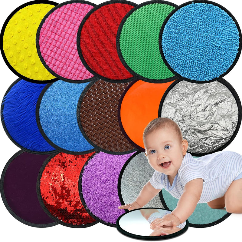 Keculf sensory mats for kids, 16 textured tactile pads in mixed colors