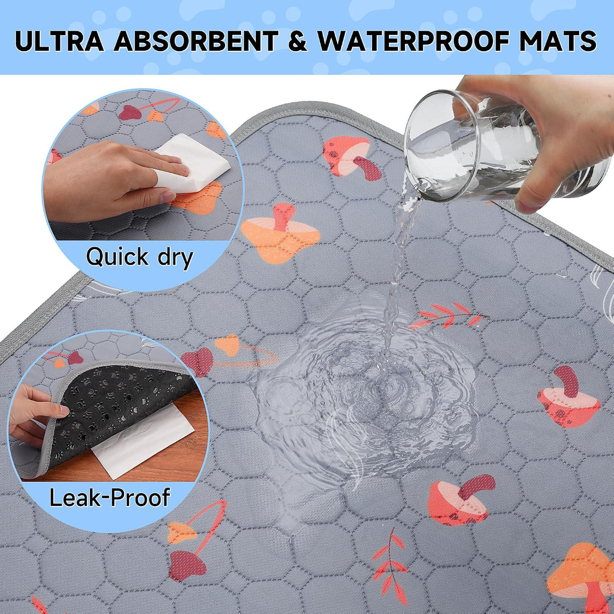4 Pack Washable Pee Pads for Dogs - Light Grey / 30x34 Inch (Pack of 2) - image 3