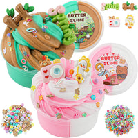 LAWOHO 18 pack butter slime kit for girls with slime add-ins and charms - view 2
