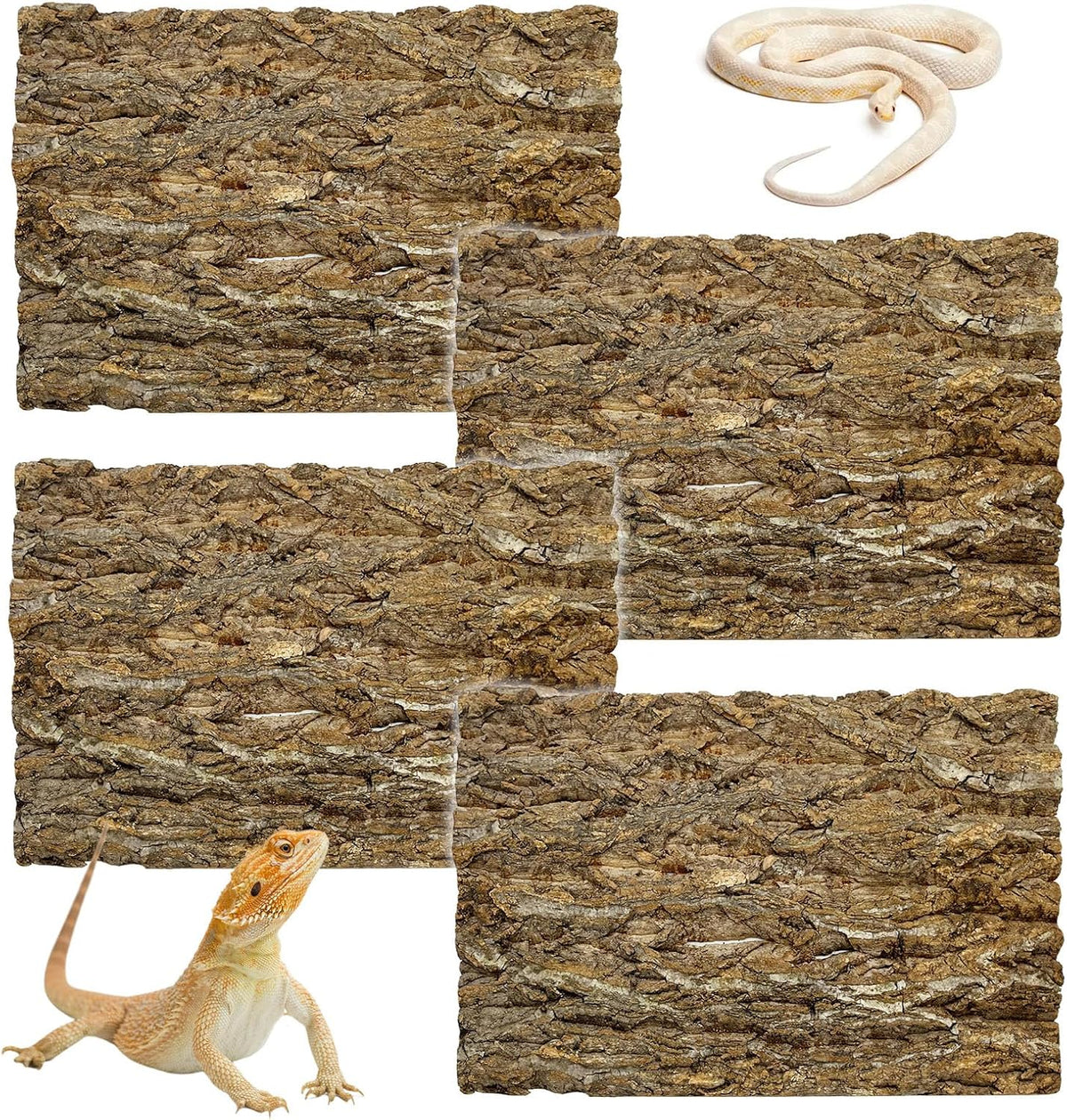 10PCS Cork Tile Background Bark 7.9”Lx7.9”W Reptile Tank Background - 4PCS - 11.8” x 7.9”