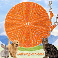 Long Cat Leash Reflective Pet Rope for Yard Walking Training Outdoor - orange / 30 ft - image 2