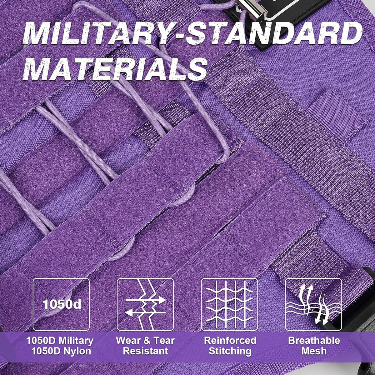 No Pull Tactical Dog Harness Medium Sized Dog, Service Dog Vest - Large(Chest:27.5-44.9",Neck:18.9-26.8") / Purple - image 2